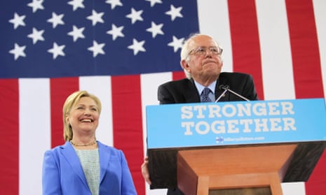 Hillary Clinton with Bernie Sanders earlier this month after the Vermont senator endorsed his former rival for president. 