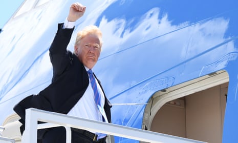 President Trump boards Air Force One to fly out of Canada on Saturday