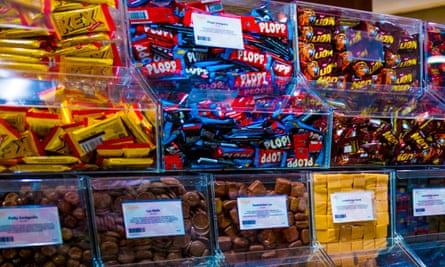 Chocolate bars on sale in a supermarket