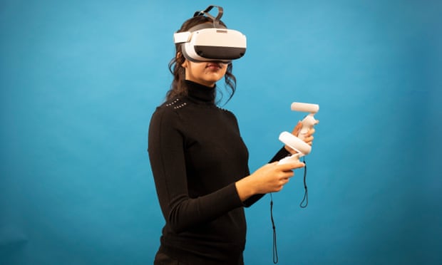 A final year medical student using new virtual reality training to simulate real-life situations such as cardiac arrest in a hospital environment.