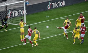 Christoph Baumgartner sticks out a leg and gives Austria the lead.