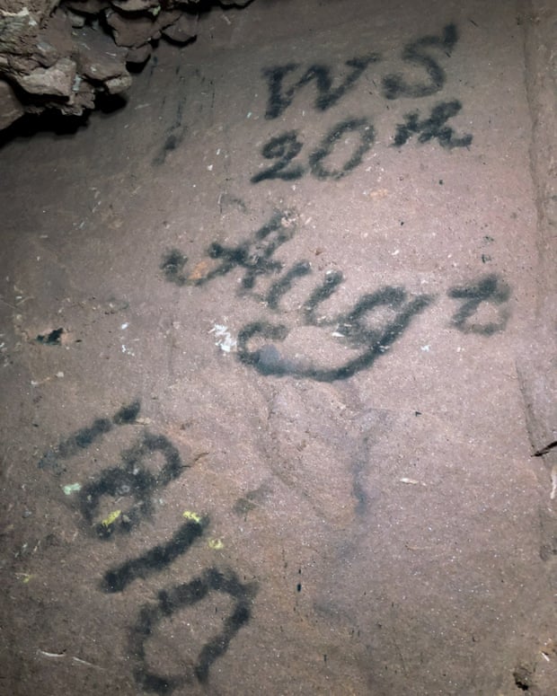 An inscription on the wall of a mineshaft in Alderley Edge