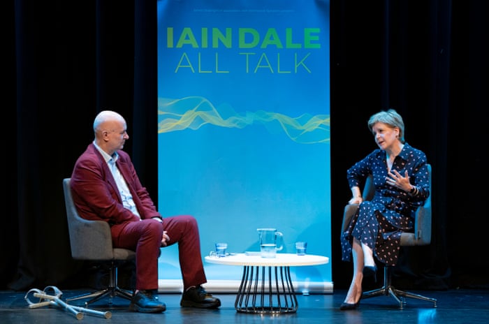 Nicola Sturgeon being interviewed by the journalist Iain Dale at the Edinburgh festival fringe.