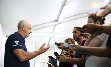 Australia coach Graham Arnold speaks to the media at Aspire training ground in Doha before the Socceroos’ Group D clash with Denmark.