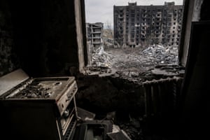 Apartment buildings that were damaged by a Russian military strike in Kostiantynivka, Ukraine