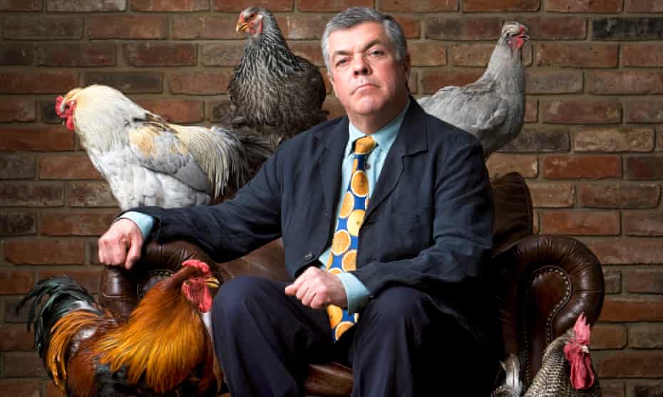 Home to roost: chef and author Simon Hopkinson with a few of his feathered friends.