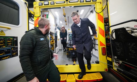 Keir Starmer visiting Harlow ambulance station, Essex, January 2023