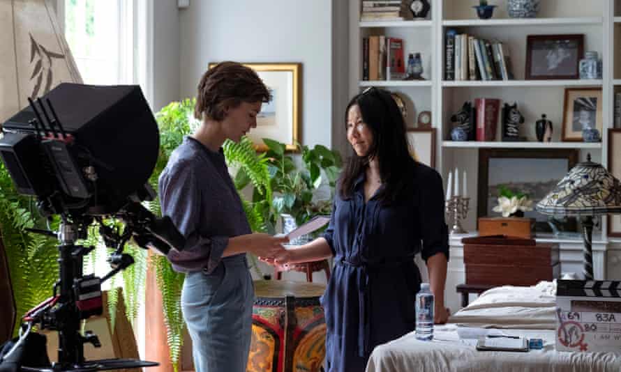 Director Unjoo Moon (right) with Tilda Cobham-Hervey on the set of I Am Woman.