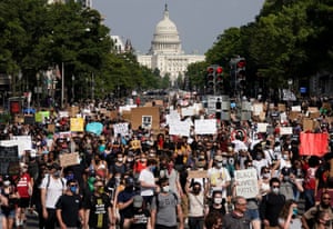 Protest against the death in Minneapolis police custody of George Floyd, in Washington DC on Wednesday.