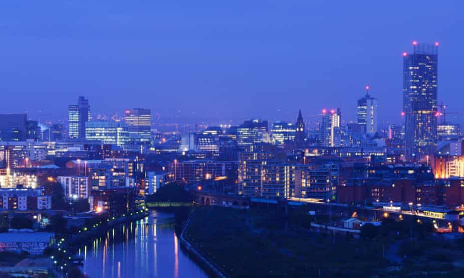 Manchester city centre by night