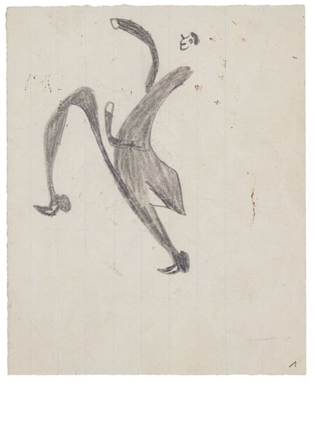 Sketch of man striding.