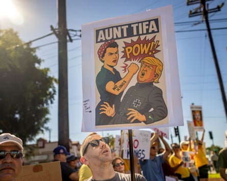 Protesters at a No Kings march in Los Angeles