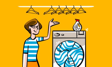 illustration emma beddington in front of washing machine