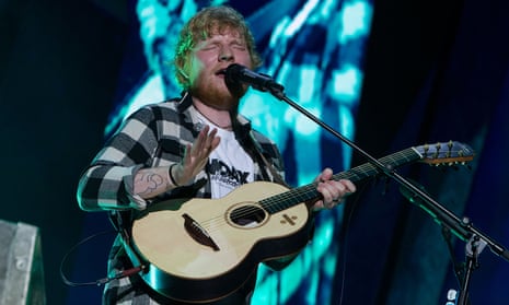 Ed Sheeran on stage.