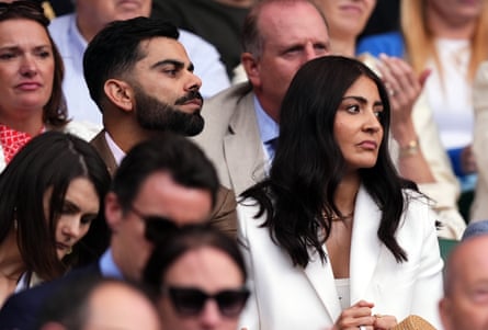 Virat Kohli with Anushka Sharma on day eight of the 2025 Wimbledon Championships