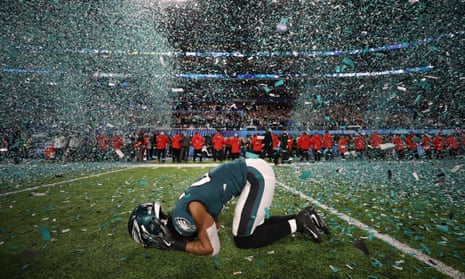 Philadelphia Eagles’ Patrick Robinson celebrates winning Super Bowl LII