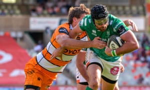 Benetton bursts through a tackle while in action for Treviso against Toyota Cheetahs in Bloemfontein, in 2018.