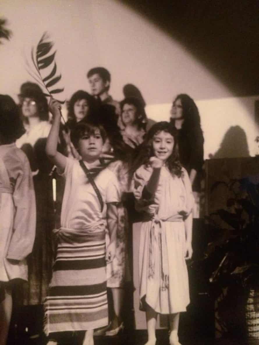 Josiah Hesse, around eight years old, performing in an Easter passion play.