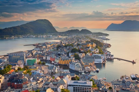 Alesund, Norway. Image of norwegian city of Alesund during golden hour.FTXFMG Alesund, Norway. Image of norwegian city of Alesund during golden hour.