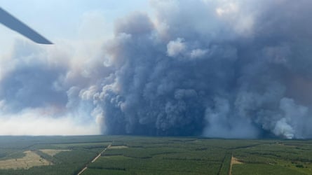 A pyrocumulonimbus as seen from a firefighting helicopter