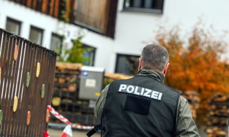 A policeman in Georgensgmünd, Bavaria, where a Reichsbürger member opened fire on police.