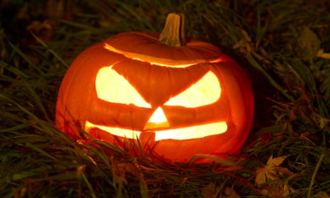An illuminated halloween pumpkin