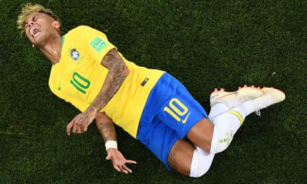 Neymar goes to ground.