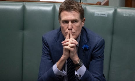 Christian Porter at question time. The former attorney general has strenuously denied allegations that he raped a woman in the 1980s. 