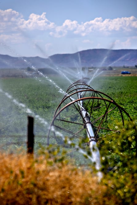 Irrigation runs on fields in Paragonah. Utah has the highest per-capita water usage in the country.