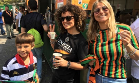 Happy Venezia supporters after the game