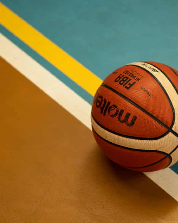 A lone basketball.
