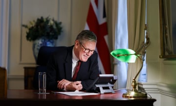 The UK prime minister, Keir Starmer, on the phone