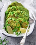 Pea and mint fritters.