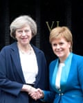 Theresa May, left, with Nicola Sturgeon