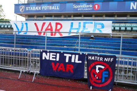 Stabæk’s supporters walked out of their match against Viking, leaving a banner reading ‘We were here’.