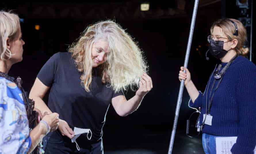 ‘About as big as it gets’: behind the scenes of Wagner’s The Valkyrie at English National Opera | Opera 15 Emma Bell (Sieglinde) tries to get plastic black snow out of her hair.