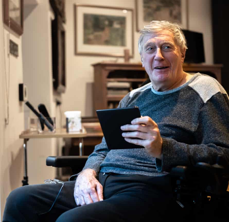 Geoff reading an ebook-reader
