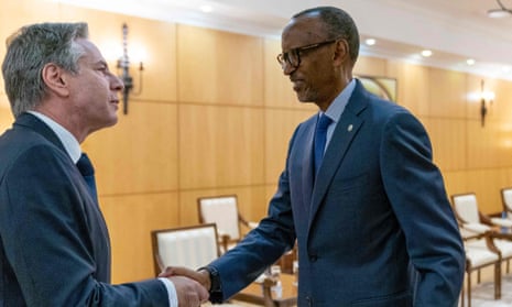 US Secretary of State Antony Blinken (L) meets with Rwandan President Paul Kagame in Kigali, Rwanda.