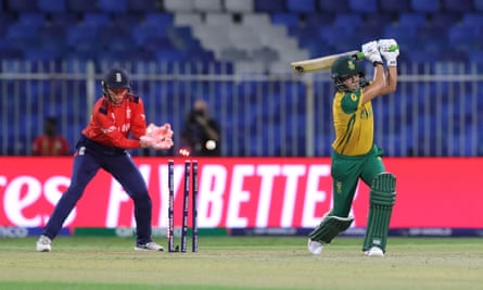Marizanne Kapp is bowled by Sophie Ecclestone.