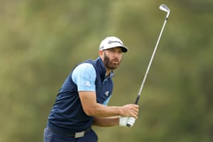 Dustin Johnson reacts during the second round.