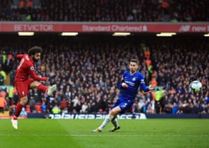 Salah fires a rocket into the top corner.