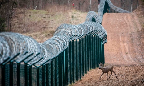 The fence at the Latvian-Russian border