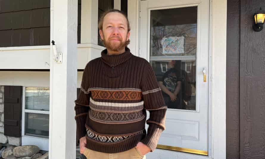 Ricardo Moreno outside the family’s rented home in Louisville.