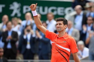 Djokovic acknowledges the fans.