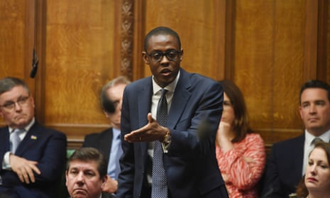 Bim Afolami speaks during PMQs in the House of Commons.