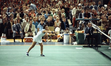 Billie Jean King takes on Bobby Riggs in their ‘Battle of the Sexes’.