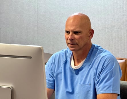 Lyle Menendez attends his parole board hearing online on Friday.
