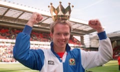Sport<br>Mandatory Credit: Photo by Colorsport/Shutterstock (3164989a) FOOTBALL : LIVERPOOL 14/05/1995 LIVERPOOL V BLACKBURN ROVERS HENNING BERG CELEBRATES WITH THE CROWN OF THE PREMIER LEAGUE TROPHY Liverpool 2 Blackburn 1 Sport