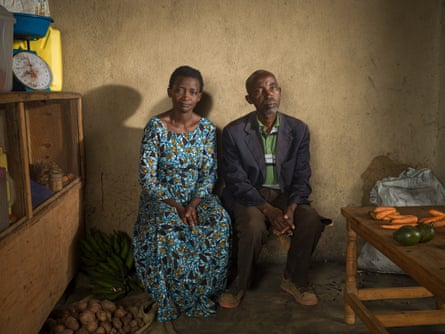 Viviane Mukanzi (on left) with Vincent Urimubenshi, who killed her mother in the Rwandan genocide
