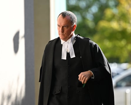 Colin Mandy in barrister’s robe outside court